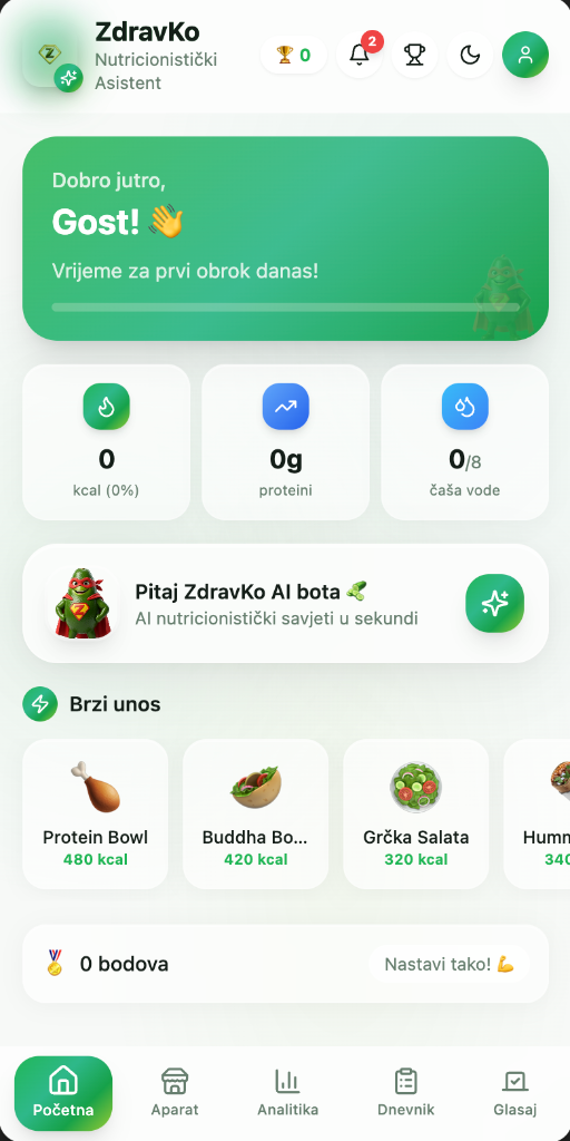 ZdravKo AI unzoomed mobile UI
